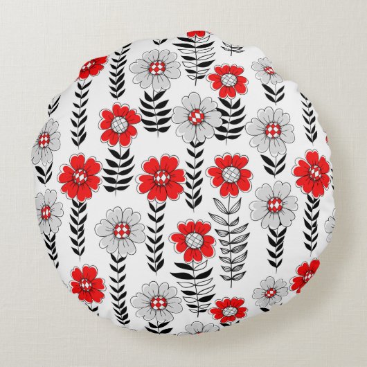 デイジーは赤と黒 ラウンドクッション (裏面)