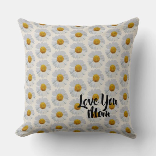 デイジーは、"お母さん"の母の日の装飾用クッション愛します クッション (正面)