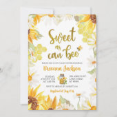 デイジーひまわり甘い缶蜂の赤ちゃんシャワー 招待状 (正面)