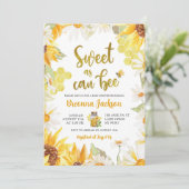 デイジーひまわり甘い缶蜂の赤ちゃんシャワー 招待状 (スタンド正面)