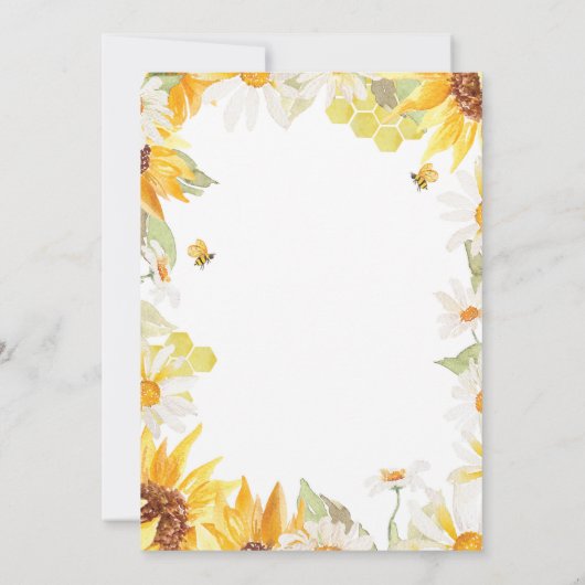 デイジーひまわり蜂ベビーシャワー招待状 招待状 (裏面)