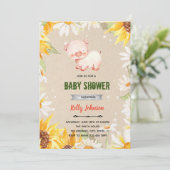 デイジーひまわり豚のシャワーパーティーの誕生日招待状 招待状 (スタンド正面)