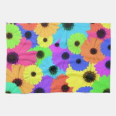 デイジーまたはマリーゴールドカラフルパタサイケデリックーン キッチンタオル (横)