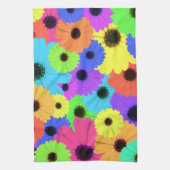デイジーまたはマリーゴールドカラフルパタサイケデリックーン キッチンタオル (縦)