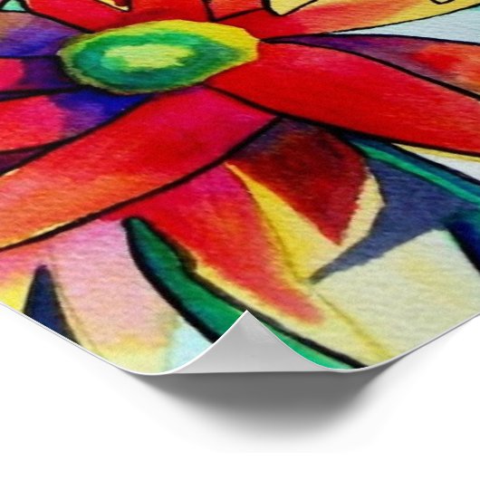 デイジーわら花オリジナル水彩アート ポスター (角)