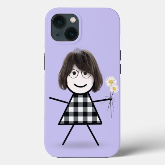 デイジーを持った棒人間の女の子 Case-Mate iPhoneケース (裏面)
