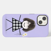 デイジーを持った棒人間の女の子  iPhoneケース (裏面横)