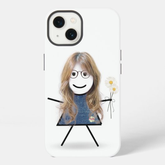 デイジーを持った棒人間ガール iPhoneケース (裏面)