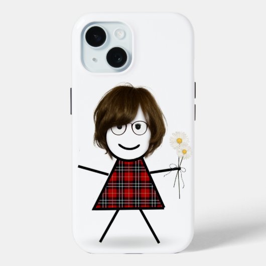 デイジーを持った棒人間女子  Case-Mate iPhoneケース (裏面)