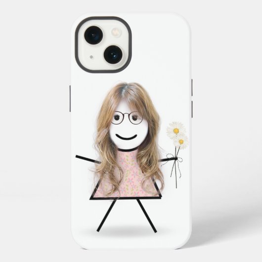 デイジーを持った棒人間女子 iPhoneケース (裏面)