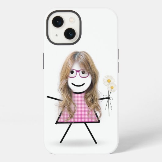 デイジーを持った棒人間女子 iPhoneケース (裏面)