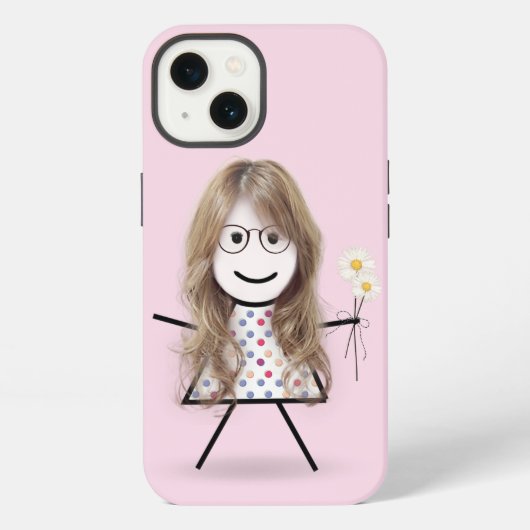 デイジーを持った棒人間女子 iPhoneケース (裏面)