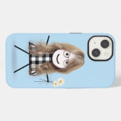 デイジーを持った棒人間女子 iPhoneケース (裏面横)