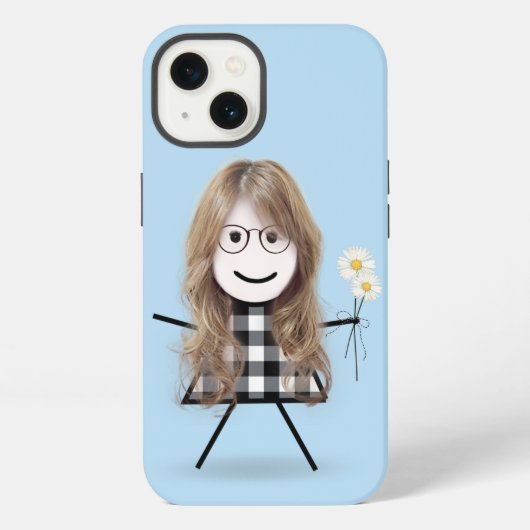 デイジーを持った棒人間女子 iPhoneケース (裏面)