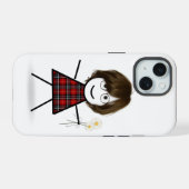 デイジーを持った棒人間女子  iPhone 15ケース (裏面横)