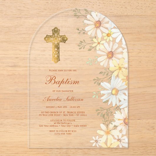 デイジーアーチバプテスマ アクリル招待状 (正面)