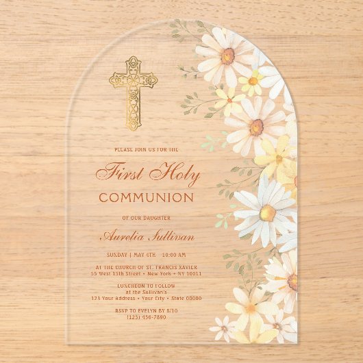 デイジーアーチファースト聖餐式 アクリル招待状 (正面)
