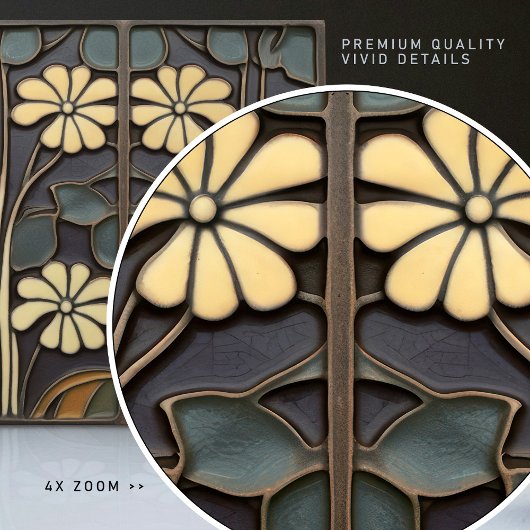 デイジーアールデコフローラウォールデコールアールヌーボー タイル