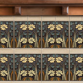 デイジーアールデコフローラウォールデコールアールヌーボー タイル