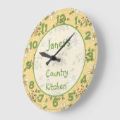 デイジーイエローグリーンカントリークロックウォールクロック ラージ壁時計 (傾斜)