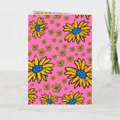 デイジーイエローブルーピンクヴァレンティーンズラブハート カード (裏面)