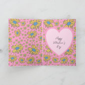 デイジーイエローブルーピンクヴァレンティーンズラブハート カード (内部)