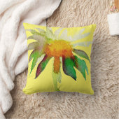 デイジーイエローモーダー水彩フラワーアート クッション (ブランケット)