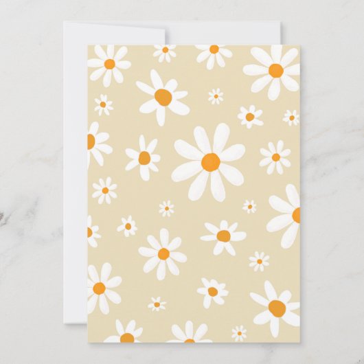 デイジーイエローレトロ最初の誕生日パーティーの招待 招待状 (裏面)