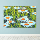 デイジーインザガーデンフローラーベッドフローラアート キャンバスプリント (インサイチュ (ウッドフロア))