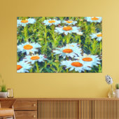 デイジーインザガーデンフローラーベッドフローラアート キャンバスプリント (インサイチュ (リビング))