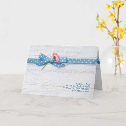 デイジーイン水玉模様リボン母の日 カード (黄色い花)