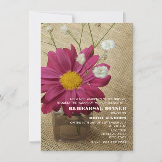 デイジーイン薬屋ボトルバーラップリハーサルディナー 招待状 (正面)