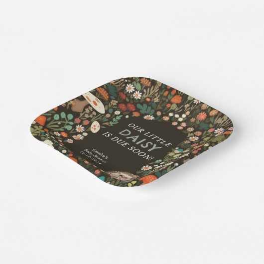 デイジーウッドランド動物の森の赤ちゃんシャワー ペーパープレート (傾斜あり)