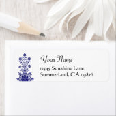 デイジーエッチングのブルーカスタム差出人住所 ラベル (インサイチュ)