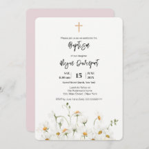 デイジーエレガントガールバプテスマ招待状