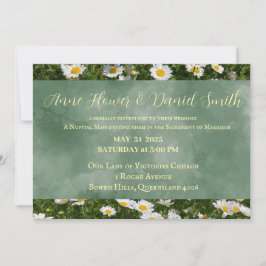 デイジーエレガントグリーンカトリック結婚式招待状 招待状