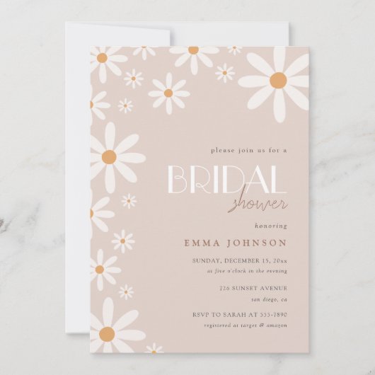 デイジーエレガントテラコッタブライダルシャワー 招待状 (正面)