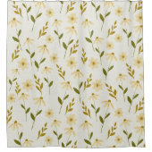 デイジーエレガントフローラデザインアイボリーグリーナリーブランチ シャワーカーテン (正面)