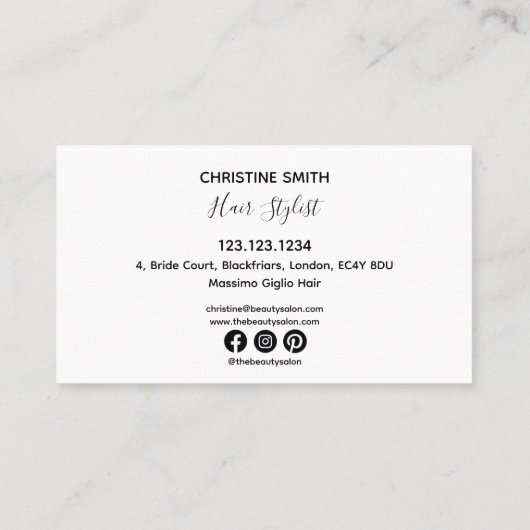 デイジーエレガントフローラ白黒花 名刺 (裏面)