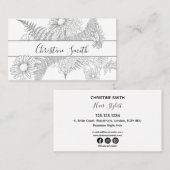 デイジーエレガントフローラ白黒花 名刺 (正面/裏面)