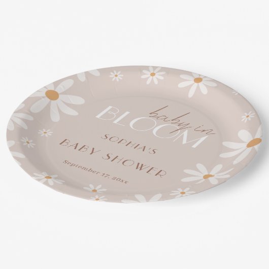 デイジーエレガントベビーガール赤ちゃんシャワー ペーパープレート (アングル)
