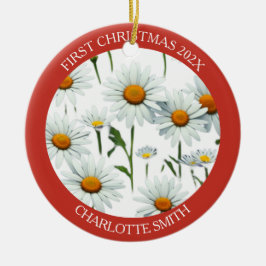デイジーエレガントボーフローラ初めてのクリスマス セラミックオーナメント