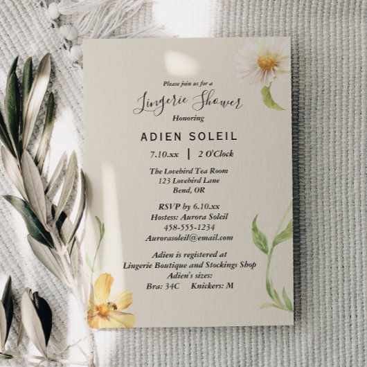 デイジーエレガントランジェリーシャワー招待状 招待状