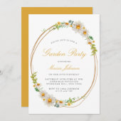 デイジーエレガントリースガーデンパーティー誕生日 招待状 (正面/裏面)