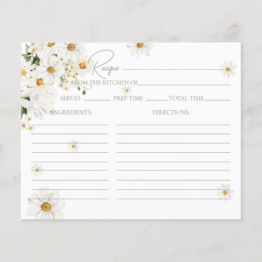 デイジーエレガントワイルドフラワーブライダルシャワーレシピ (正面)