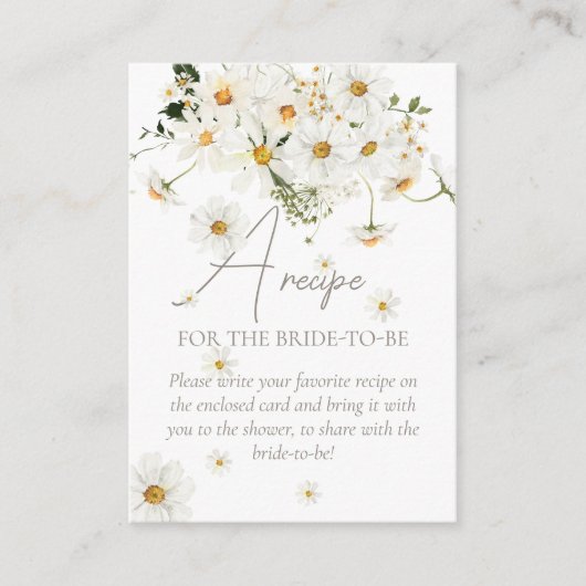 デイジーエレガントワイルドフラワーブライダルシャワーレシピ エンクロージャーカード (正面)
