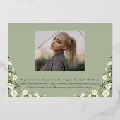 デイジーエレガント3写真大学院卒業生Sage 箔招待状 (裏面)