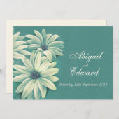 デイジーオステオスペルム結婚式招待状グリーンクリーム 招待状 (正面/裏面)