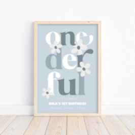 デイジーオネダーフルモダンボホ1歳の誕生日 ポスター