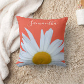 デイジーオレンジホワイトスクリプト クッション (ブランケット)